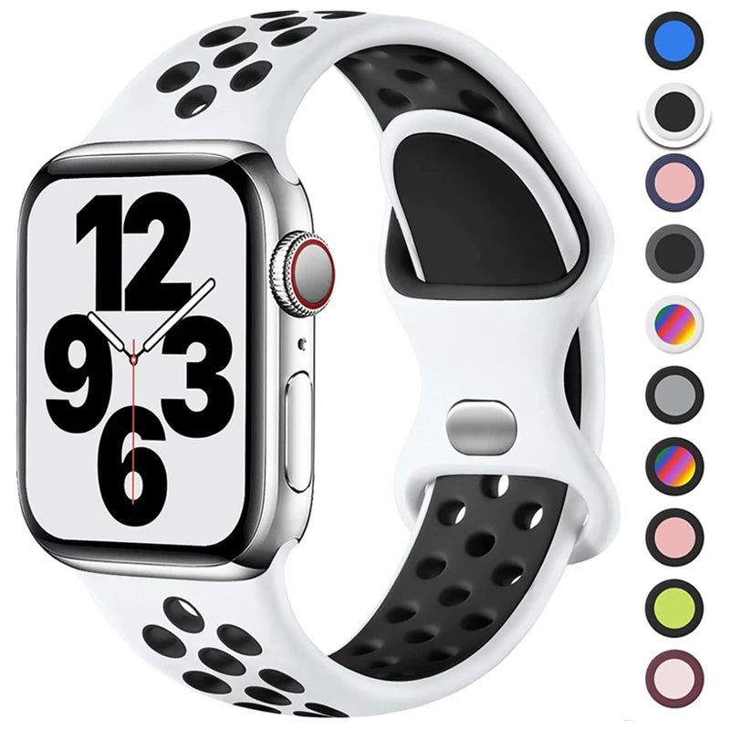 Silicone sport watch band on smartwatch