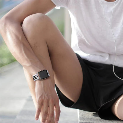 Silicone sport watch band worn on wrist