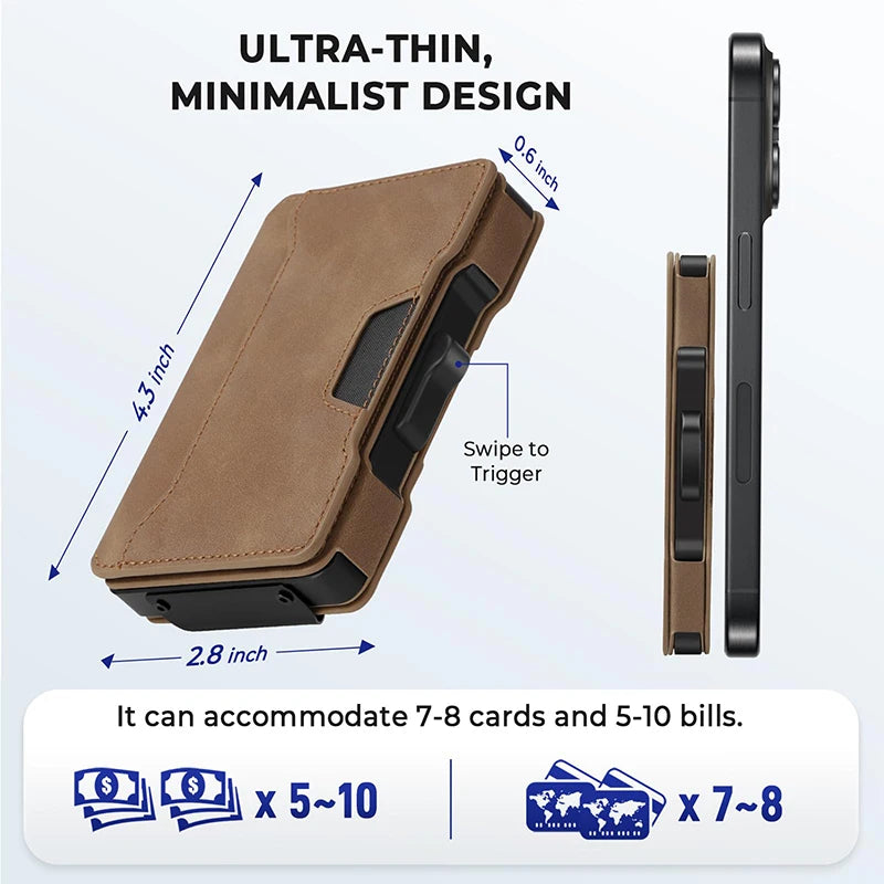 RFID-blocking wallet pop-up card mechanism