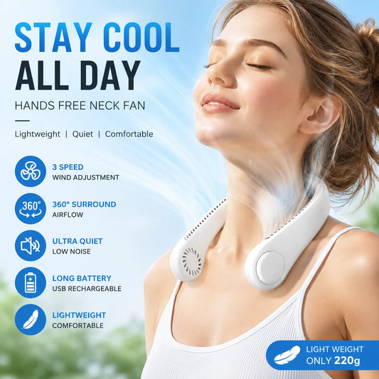 Portable bladeless neck fan