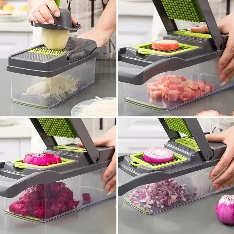 Vegetable chopper dicing onion