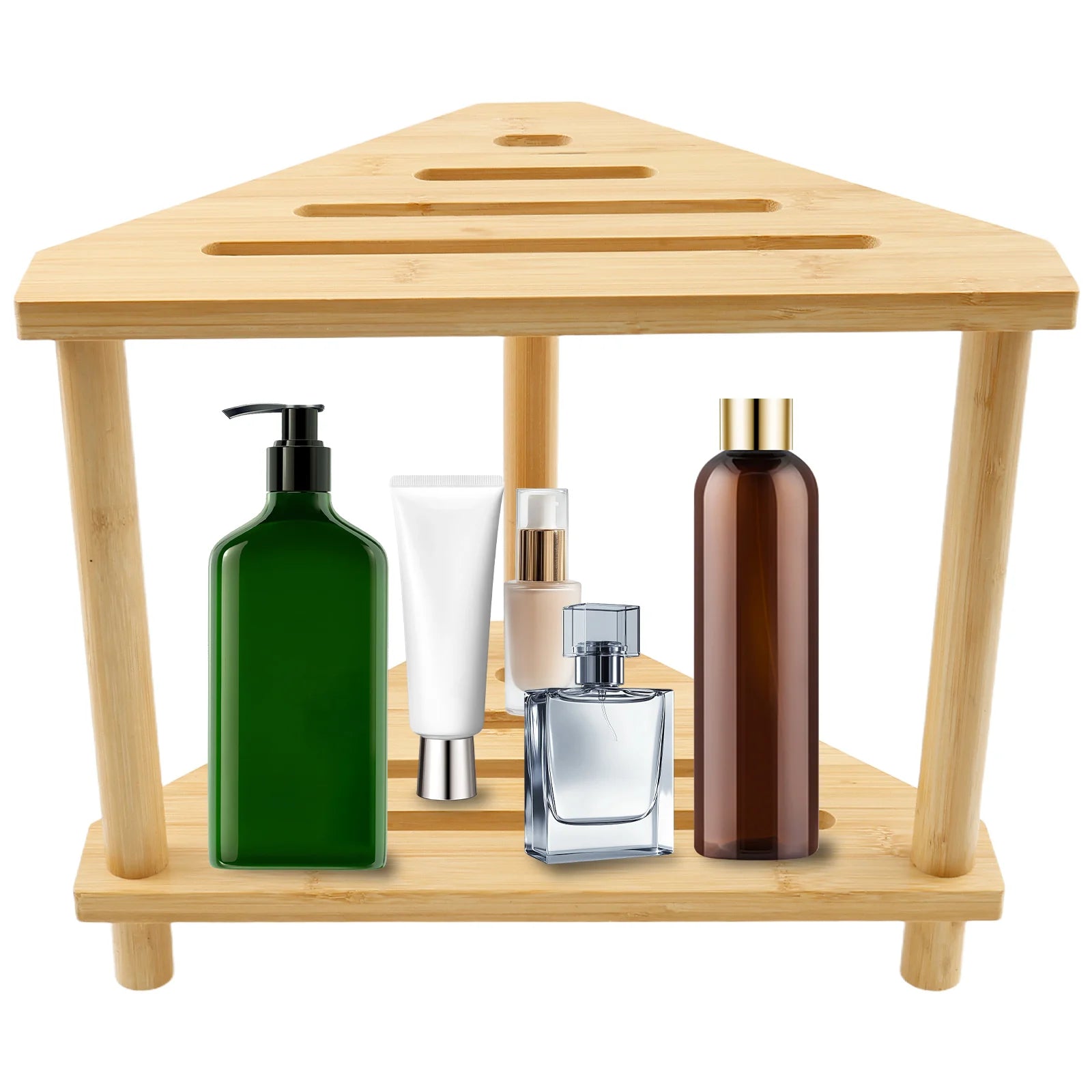 Bamboo corner bathroom shelf