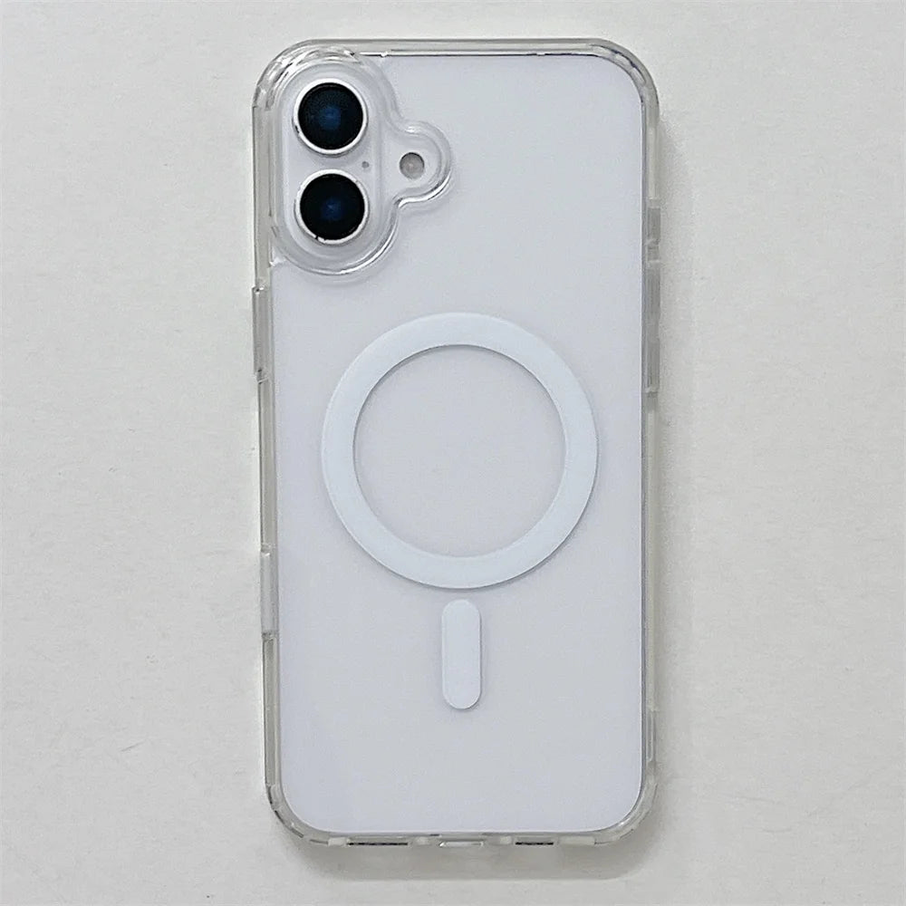Clear magnetic phone case raised camera edge detail