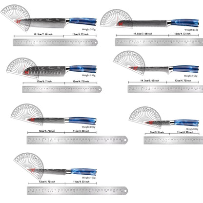 Knife set blades detail