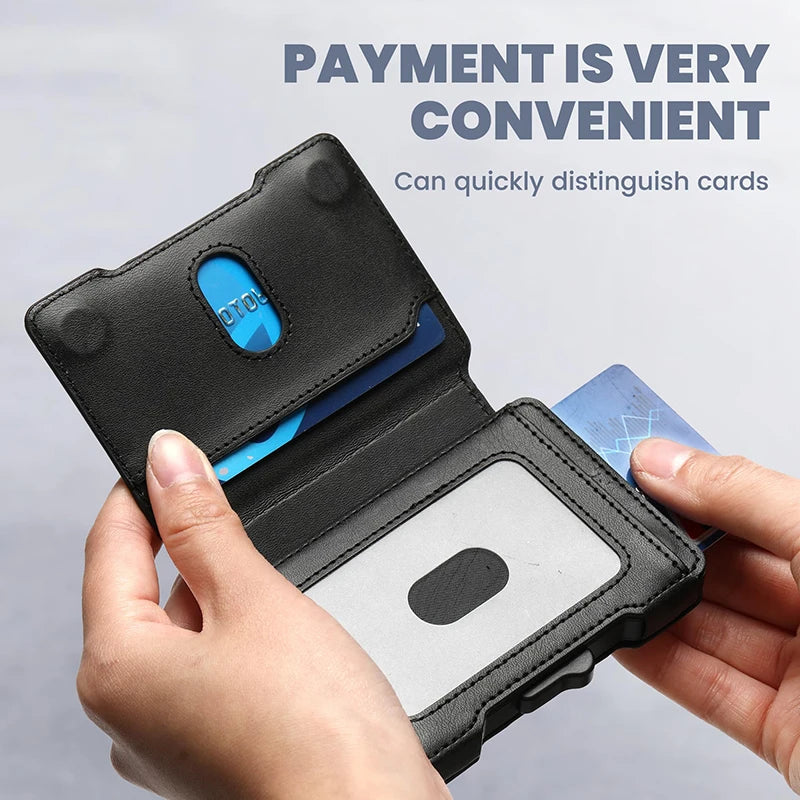 Slim RFID wallet in hand size comparison