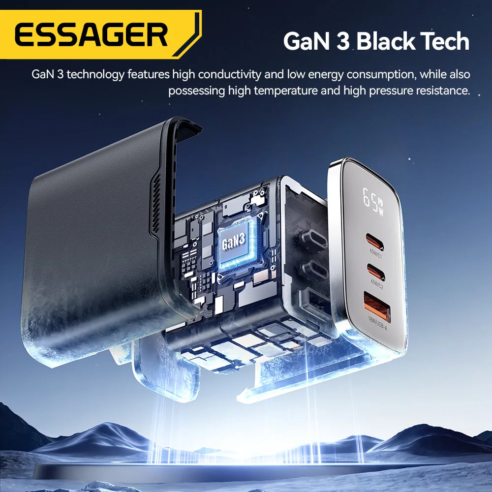 65W GaN charger ports detail