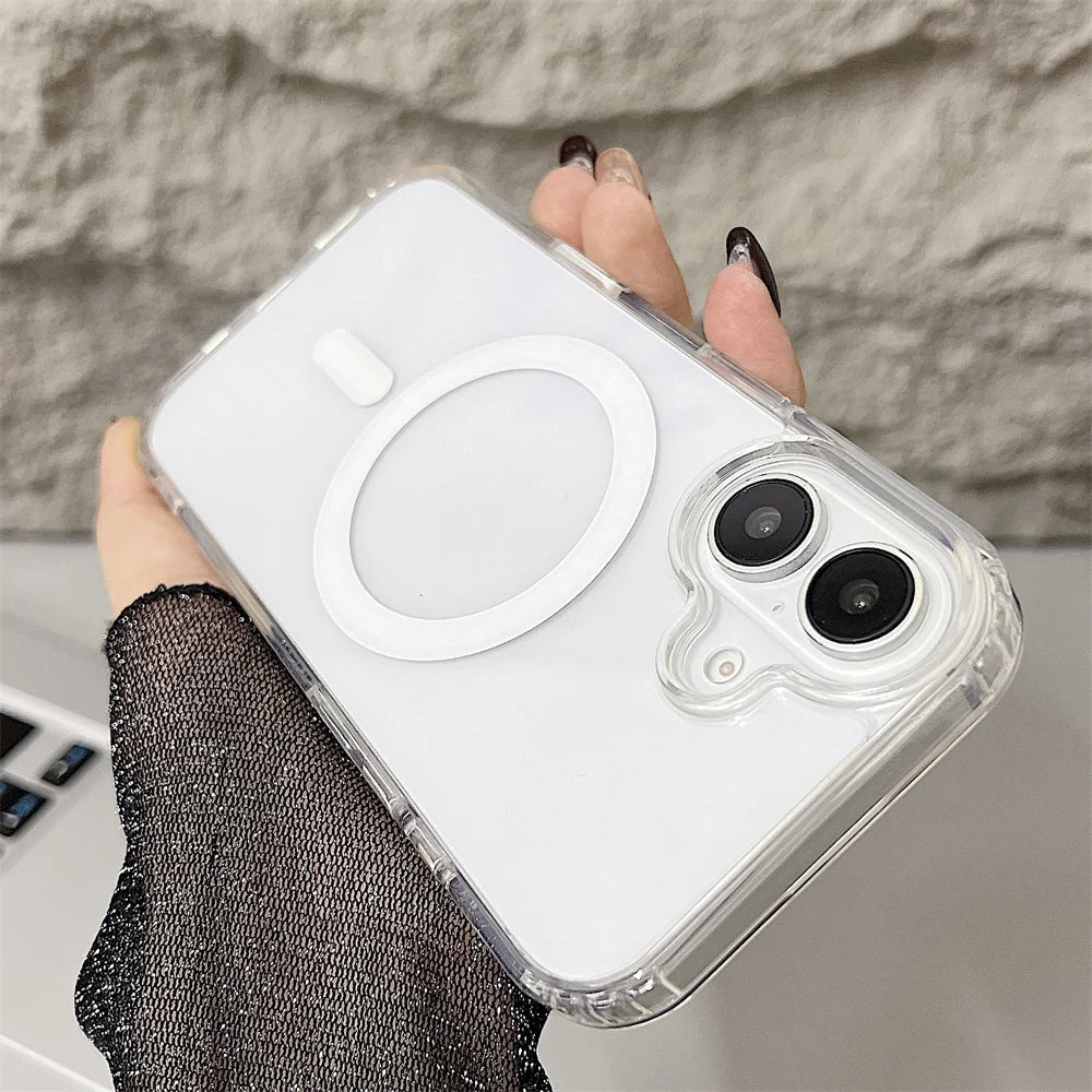 Clear magnetic phone case side profile showing slim bumper