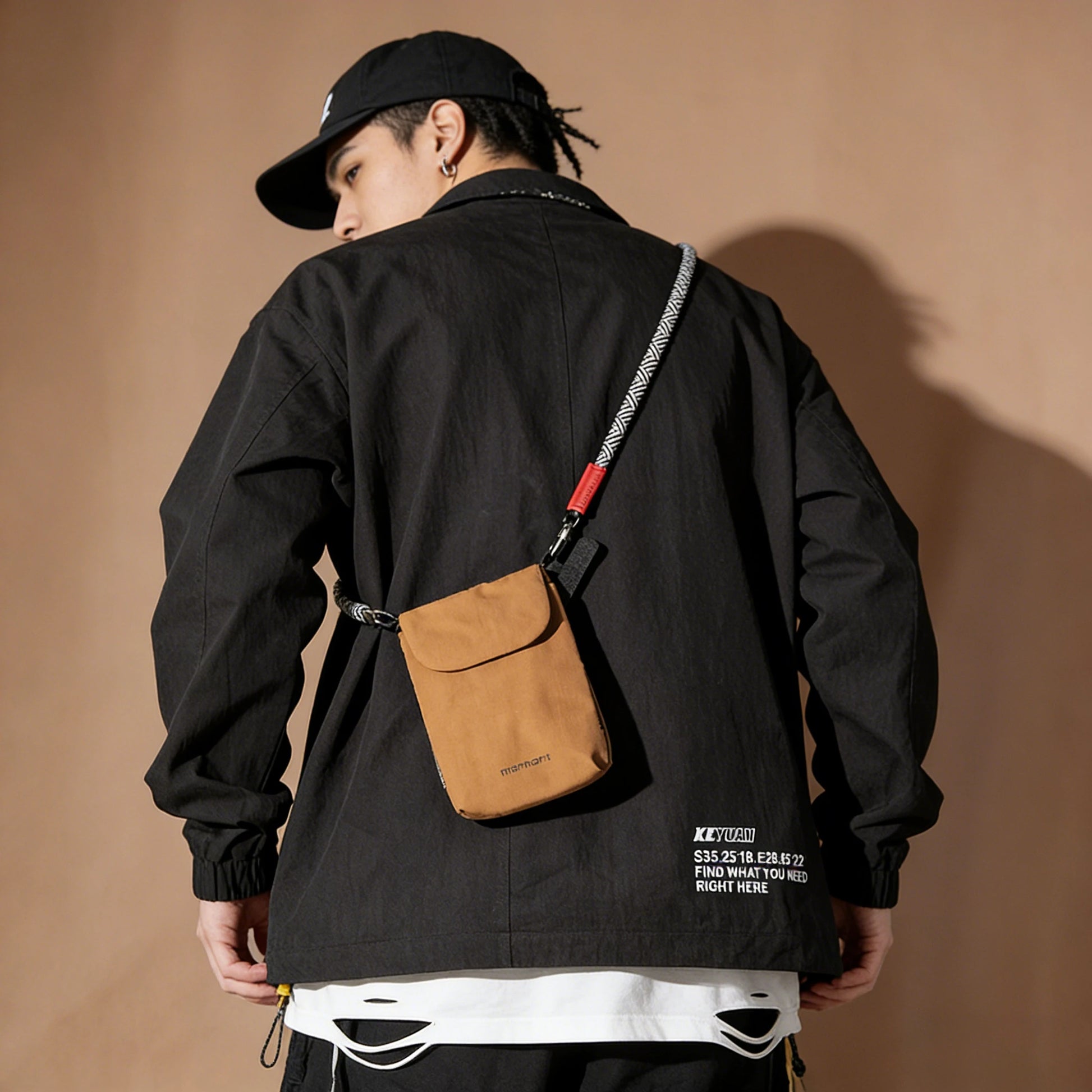 Anti-theft crossbody bag worn across shoulder