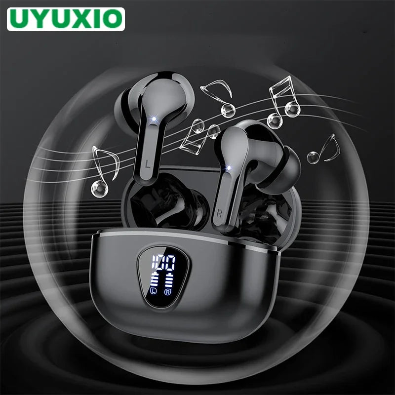 Wireless earbuds with LED display charging case