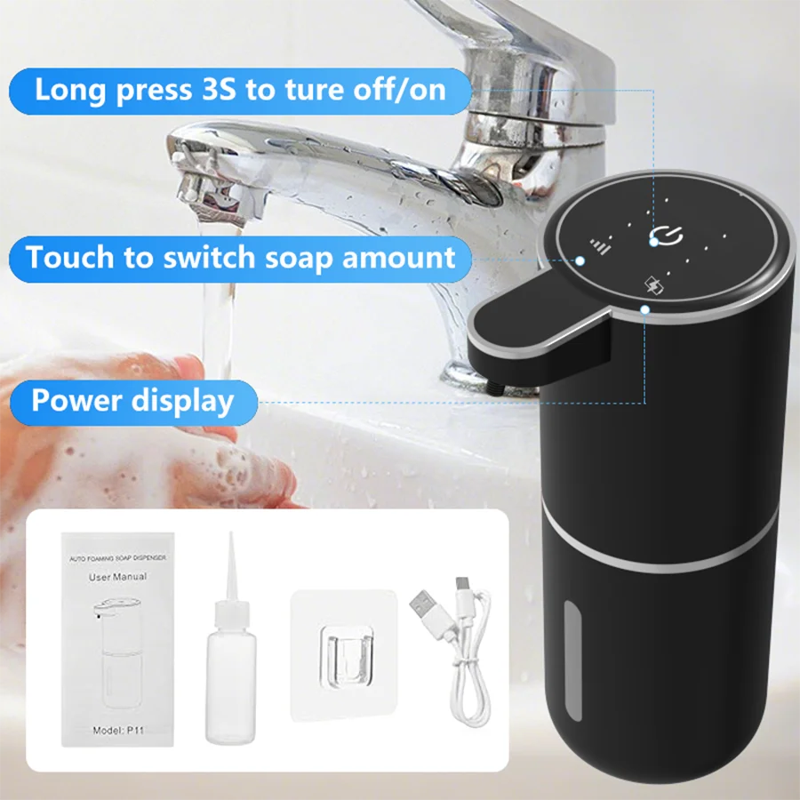 Soap dispenser on bathroom sink