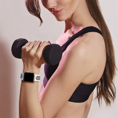Silicone sport watch band pin-and-tuck closure