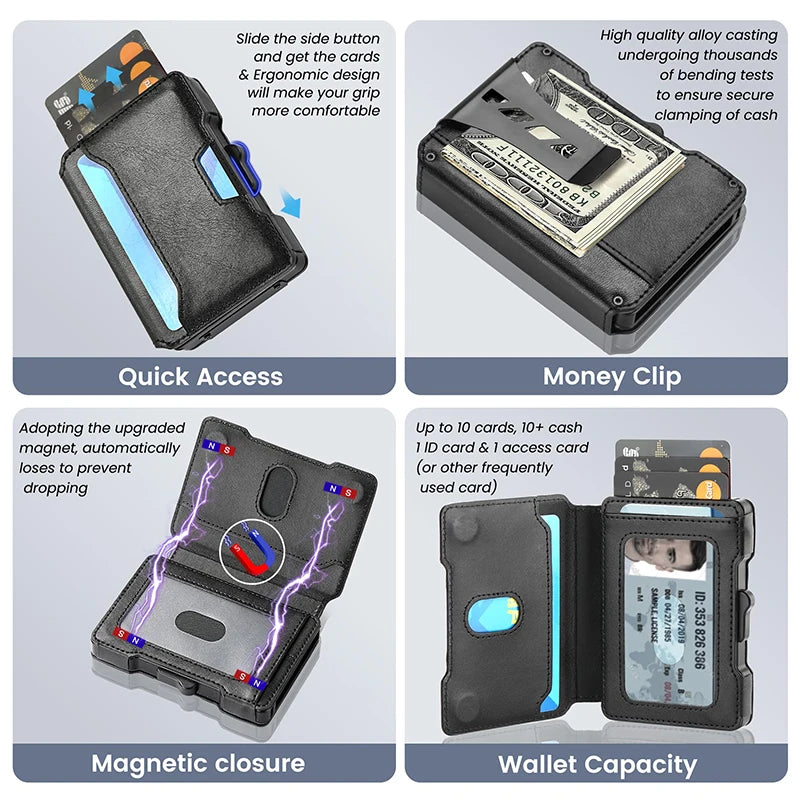 RFID-blocking wallet card slots detail