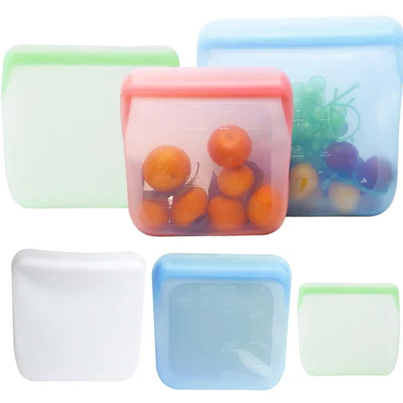 Reusable silicone food storage bags