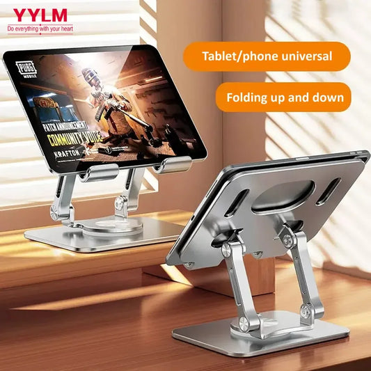Adjustable aluminum phone and tablet stand holding iPad
