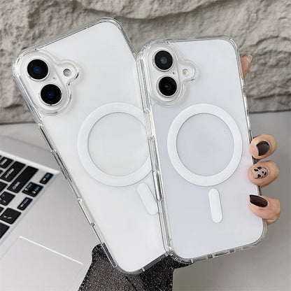 Clear magnetic phone case for iPhone with magnet ring visible