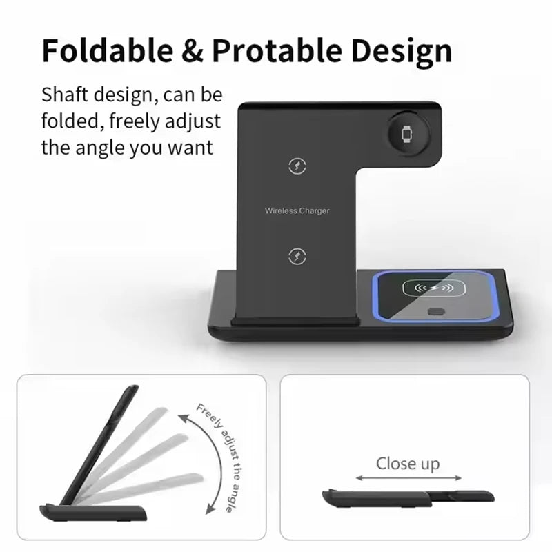 3-in-1 wireless charging station charging smartwatch